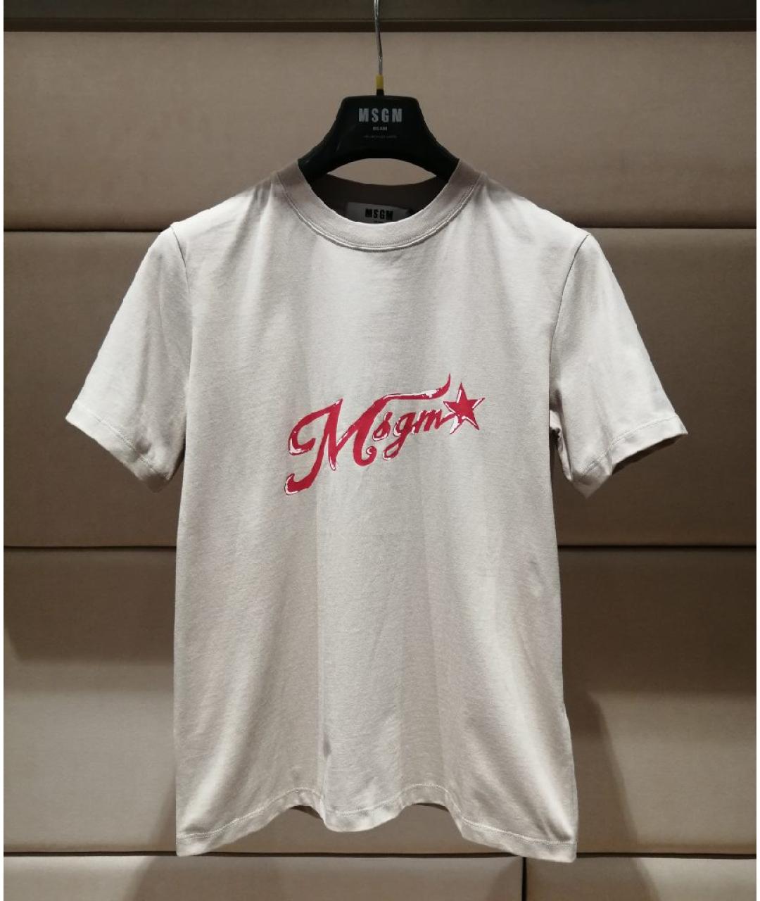 MSGM Бежевая хлопковая футболка, фото 3