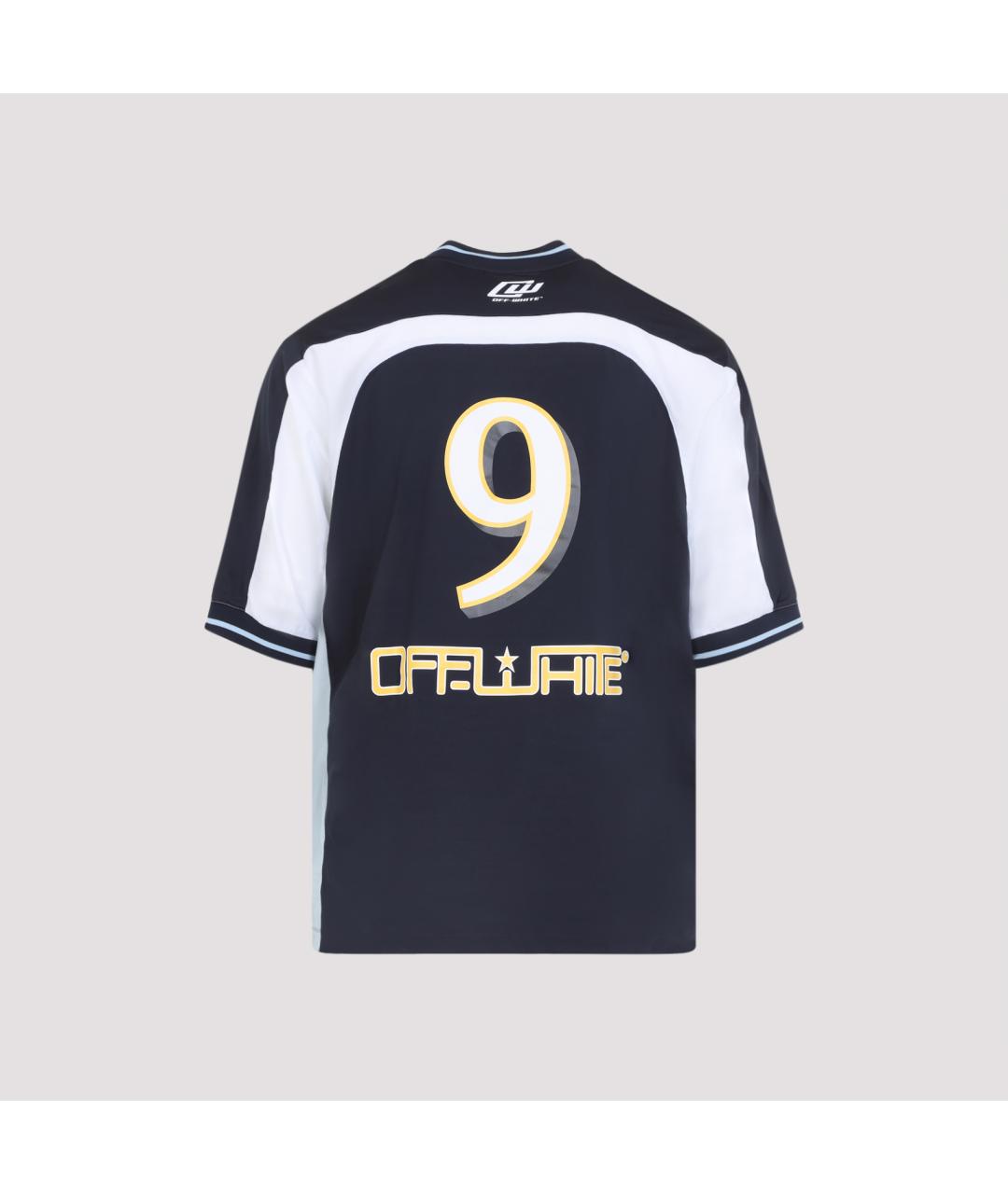 OFF-WHITE Темно-синяя синтетическая футболка, фото 4