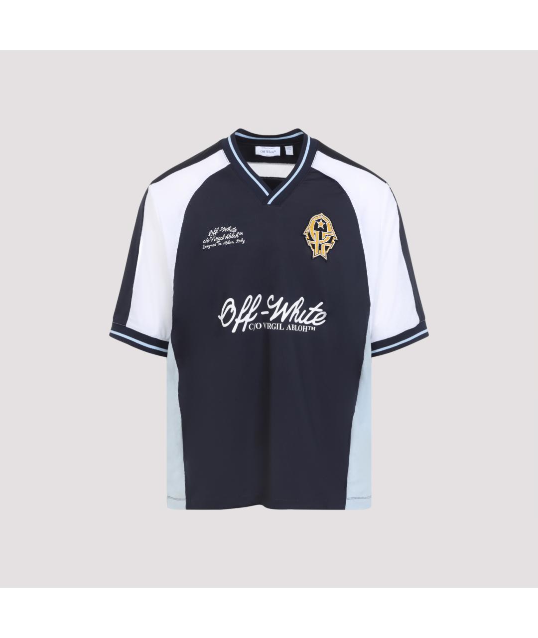 OFF-WHITE Темно-синяя синтетическая футболка, фото 3