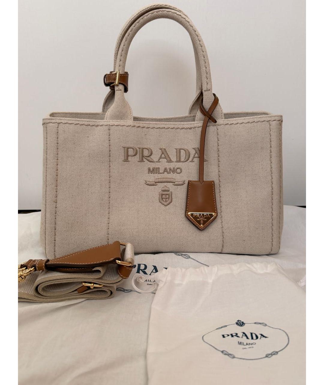 PRADA Бежевая льняная поясная сумка, фото 5