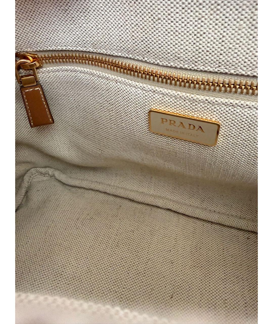 PRADA Бежевая льняная поясная сумка, фото 4