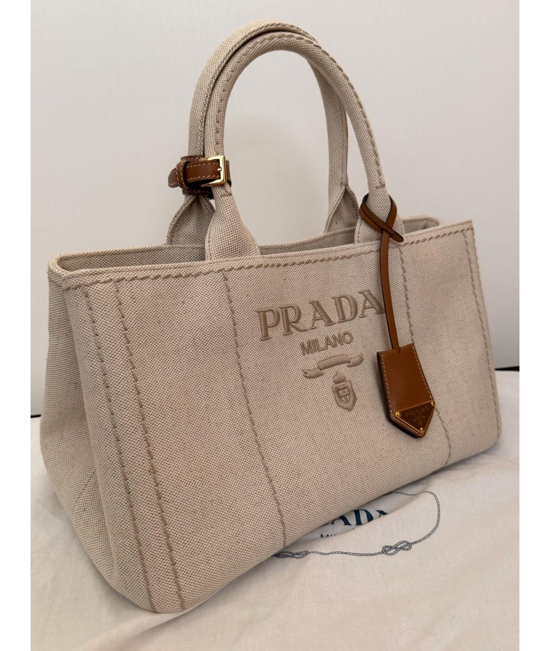 PRADA Бежевая льняная поясная сумка, фото 2