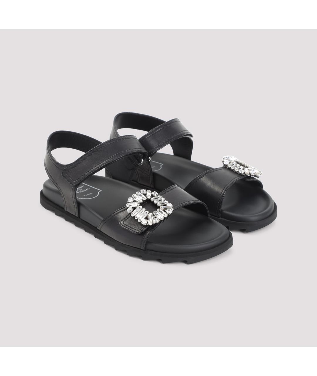 ROGER VIVIER Черные кожаные сандалии, фото 5