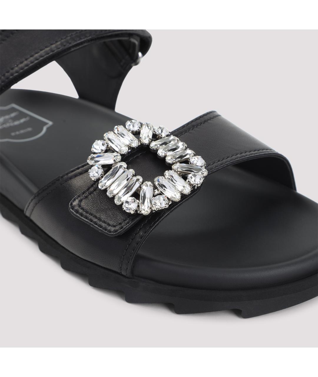ROGER VIVIER Черные кожаные сандалии, фото 6