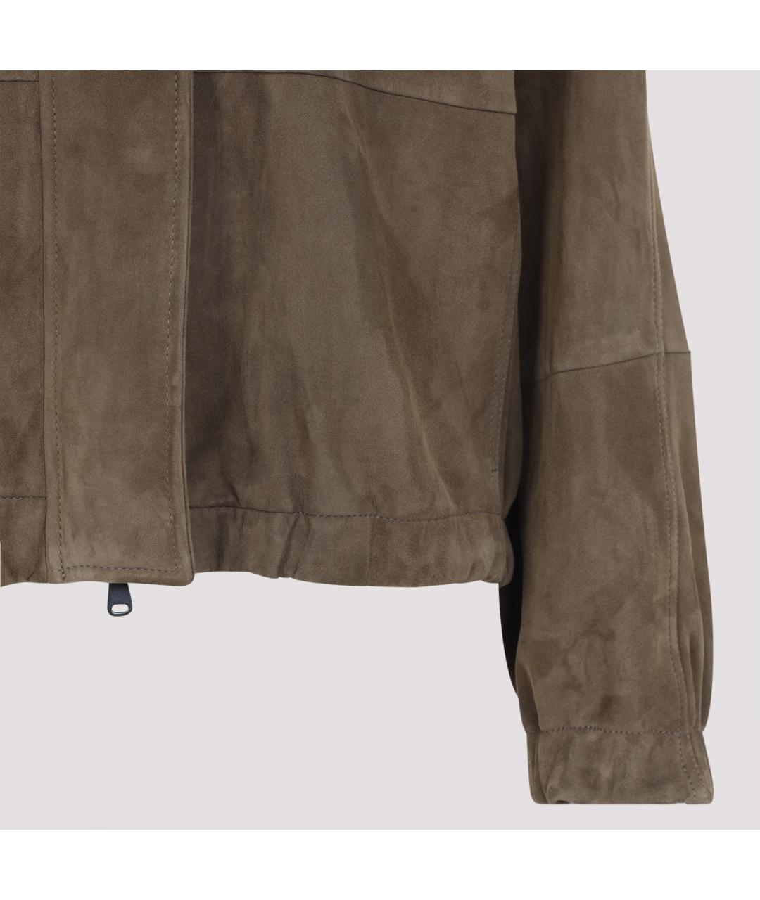 BRUNELLO CUCINELLI Зеленая замшевая куртка, фото 5