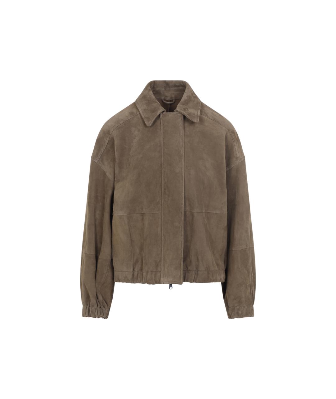 BRUNELLO CUCINELLI Зеленая замшевая куртка, фото 1