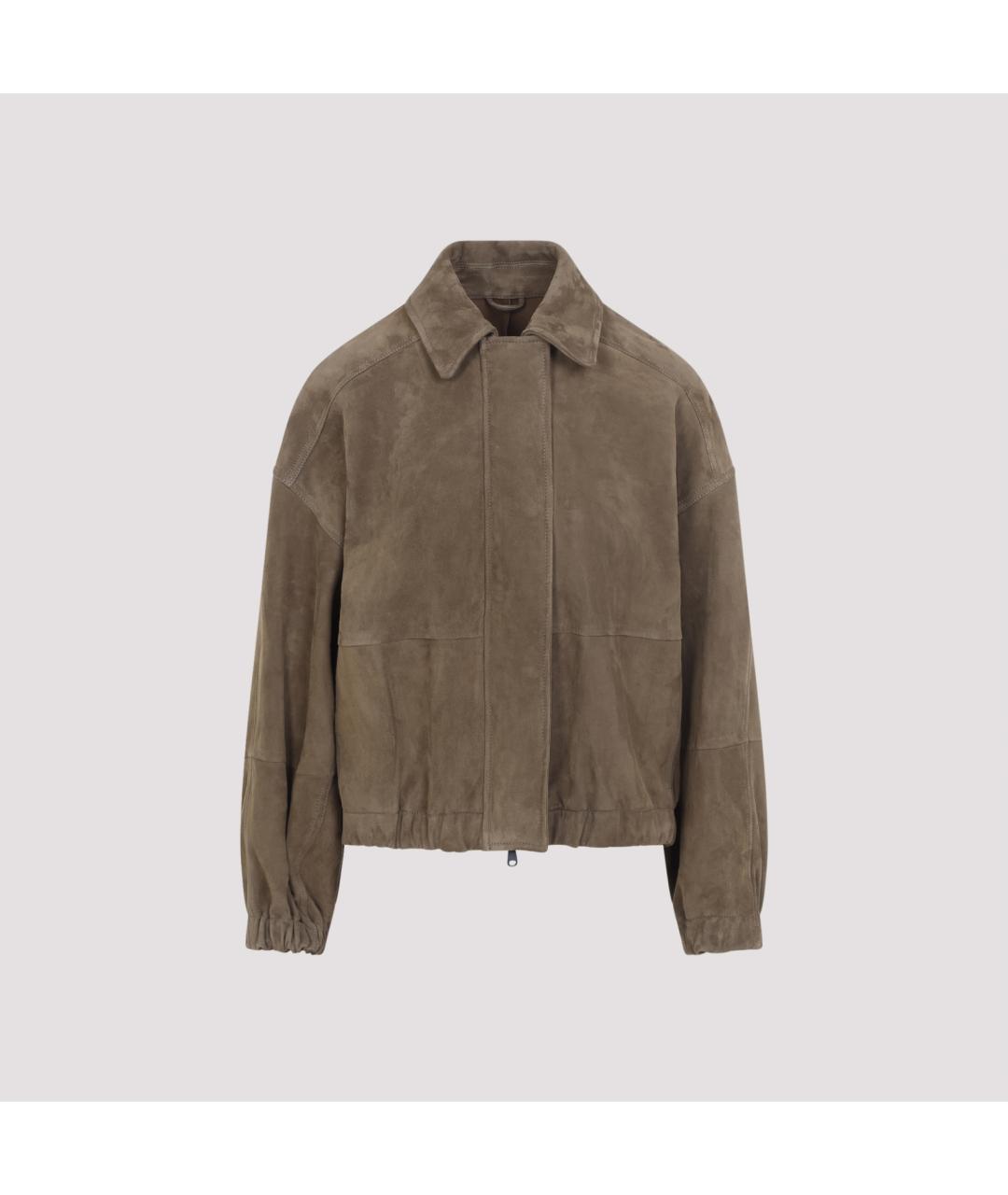 BRUNELLO CUCINELLI Зеленая замшевая куртка, фото 2