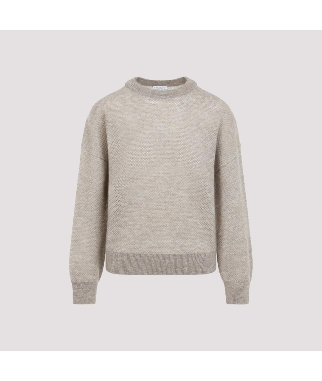 BRUNELLO CUCINELLI Бежевый шерстяной джемпер / свитер, фото 2