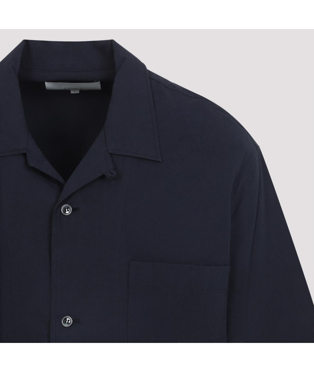 STUDIO NICHOLSON Темно-синяя хлопковая кэжуал рубашка, фото 5