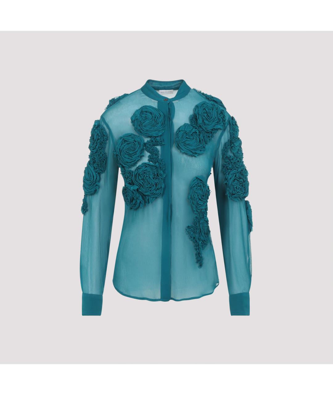 DRIES VAN NOTEN Бирюзовая вискозная блузы, фото 3