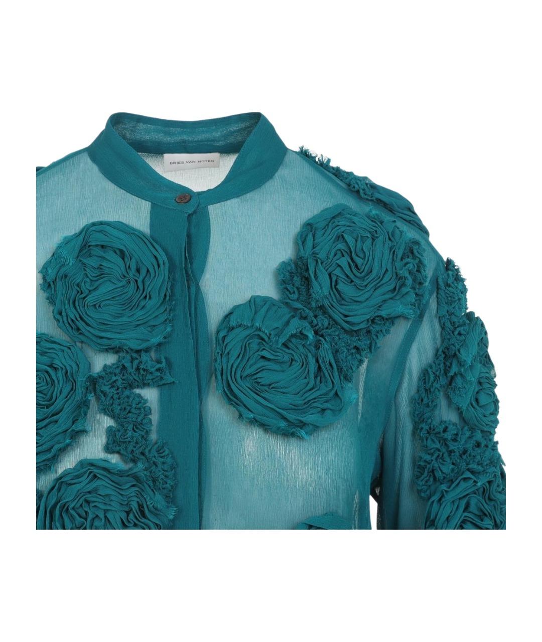 DRIES VAN NOTEN Бирюзовая вискозная блузы, фото 4