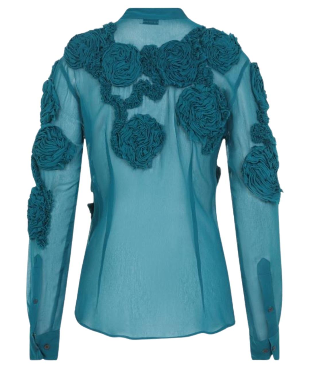 DRIES VAN NOTEN Бирюзовая вискозная блузы, фото 2
