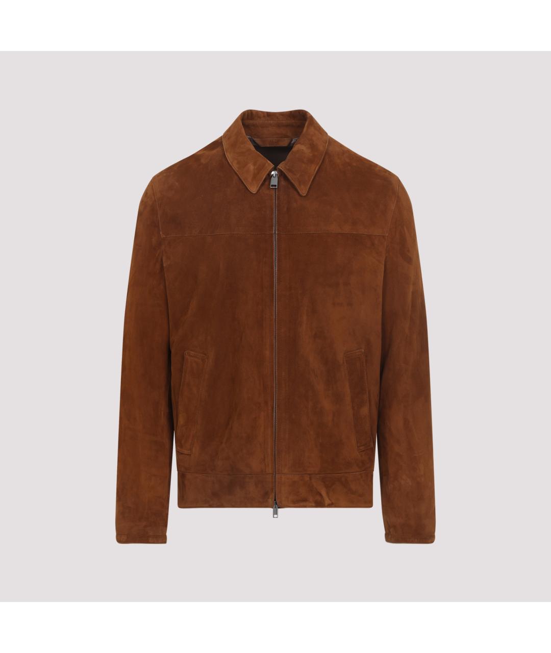 BRIONI Коричневая кожаная куртка, фото 3