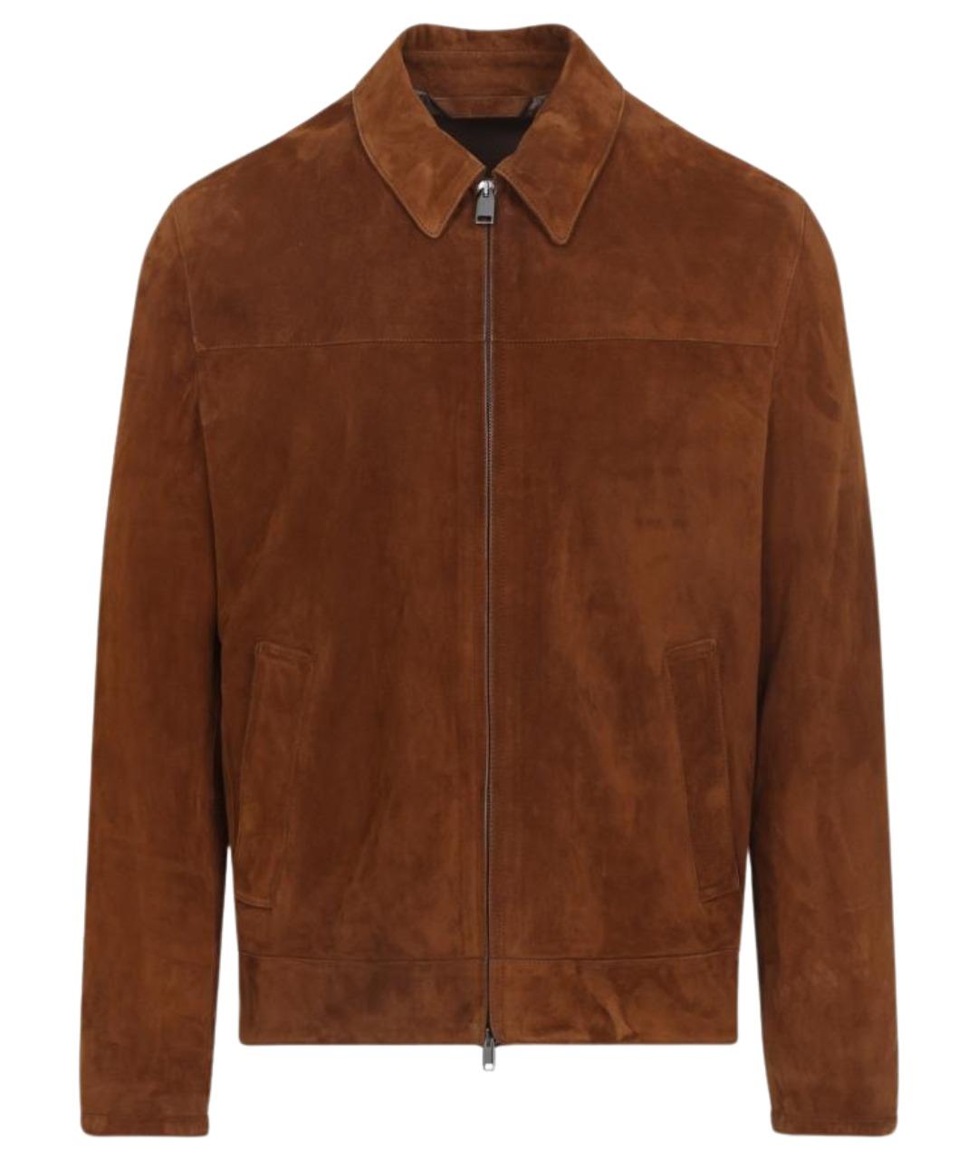 BRIONI Коричневая кожаная куртка, фото 1