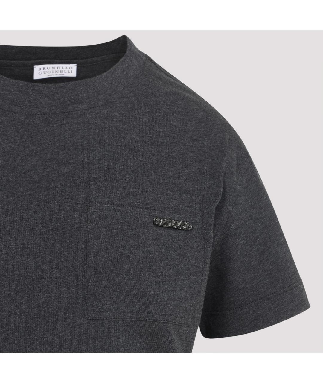 BRUNELLO CUCINELLI Антрацитовая хлопковая футболка, фото 3