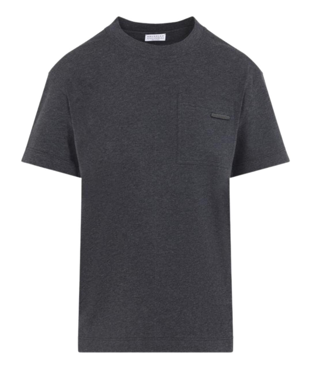 BRUNELLO CUCINELLI Антрацитовая хлопковая футболка, фото 1
