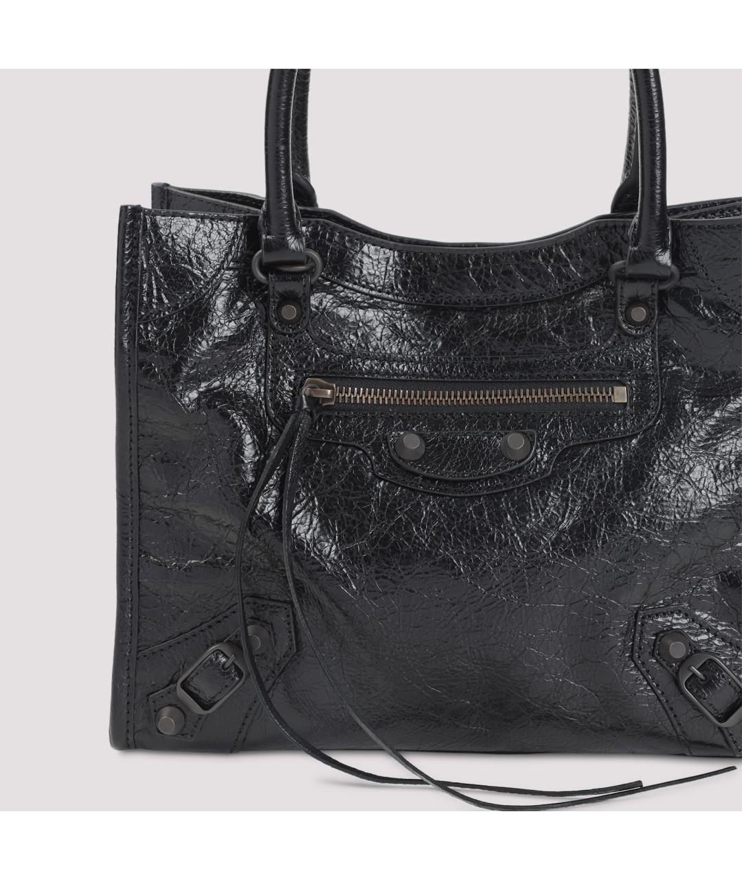 BALENCIAGA Черная сумка тоут из лакированной кожи, фото 5