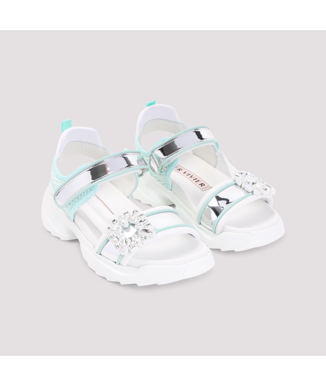 ROGER VIVIER Белые кожаные сандалии, фото 5