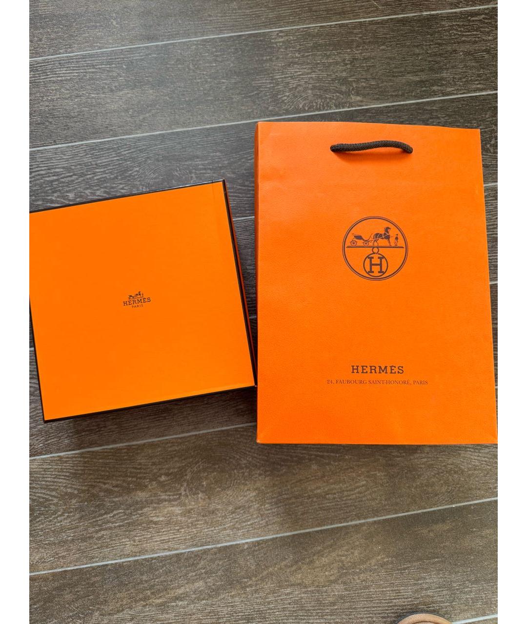 HERMES Синий кашемировый шарф, фото 4