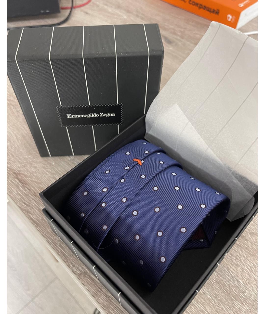 ERMENEGILDO ZEGNA XXX Темно-синий шелковый галстук, фото 2