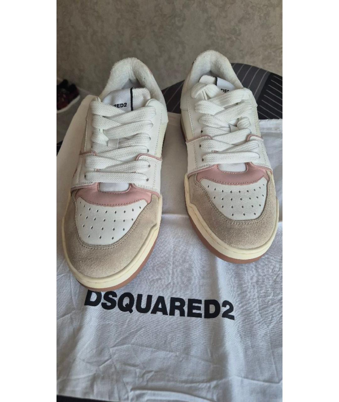 DSQUARED2 Бежевые кожаные кеды, фото 3