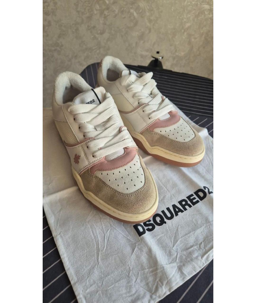 DSQUARED2 Бежевые кожаные кеды, фото 2