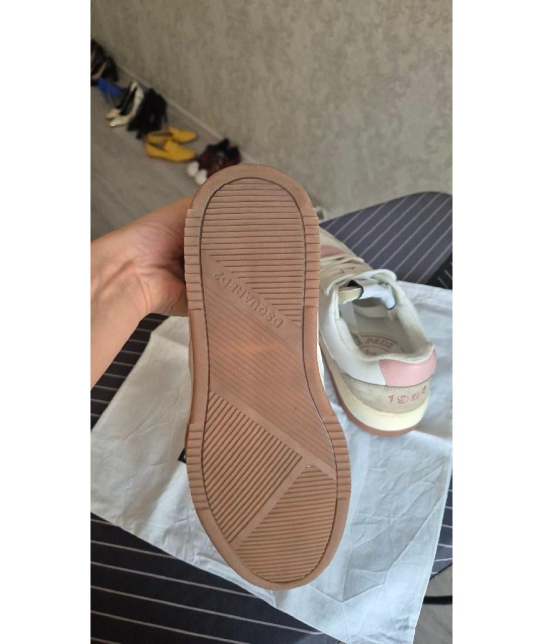 DSQUARED2 Бежевые кожаные кеды, фото 5