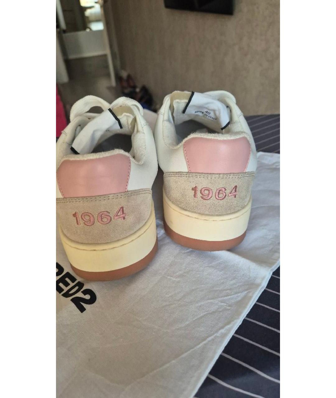 DSQUARED2 Бежевые кожаные кеды, фото 4