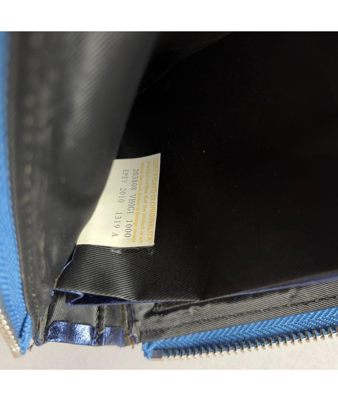 BOTTEGA VENETA Темно-синий кожаный кошелек, фото 7