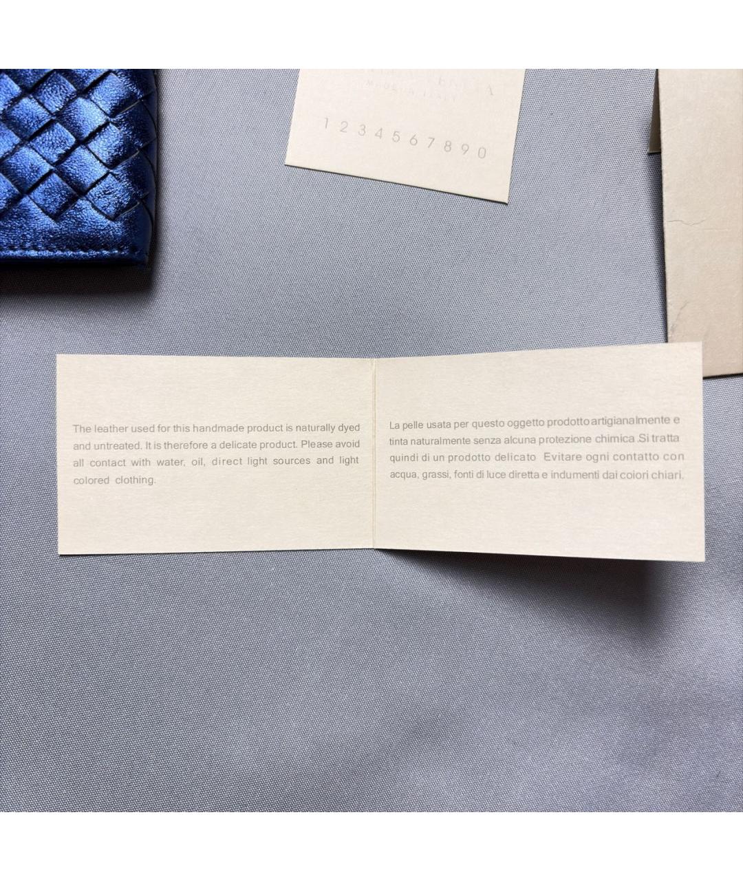 BOTTEGA VENETA Темно-синий кожаный кошелек, фото 8