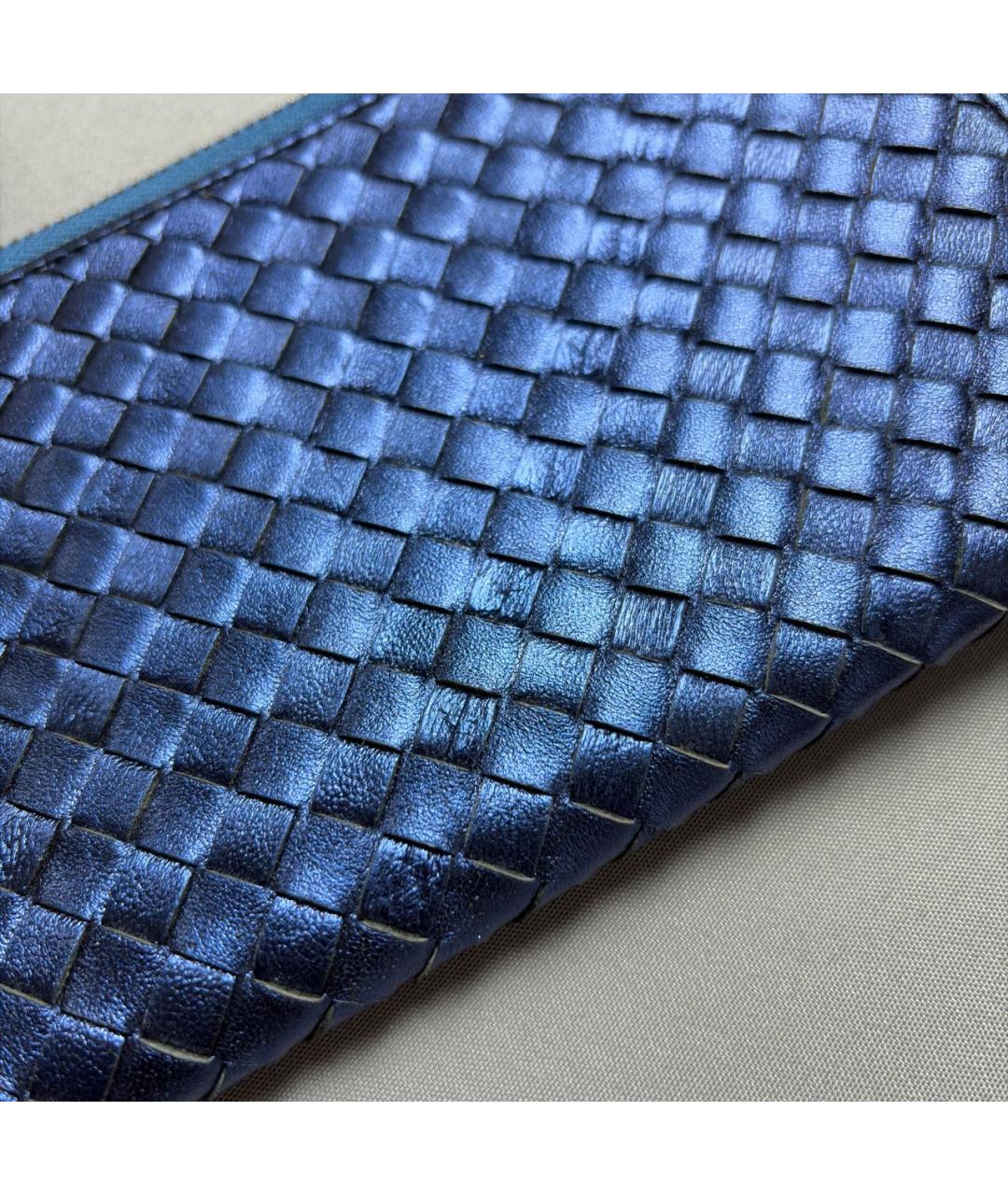 BOTTEGA VENETA Темно-синий кожаный кошелек, фото 5