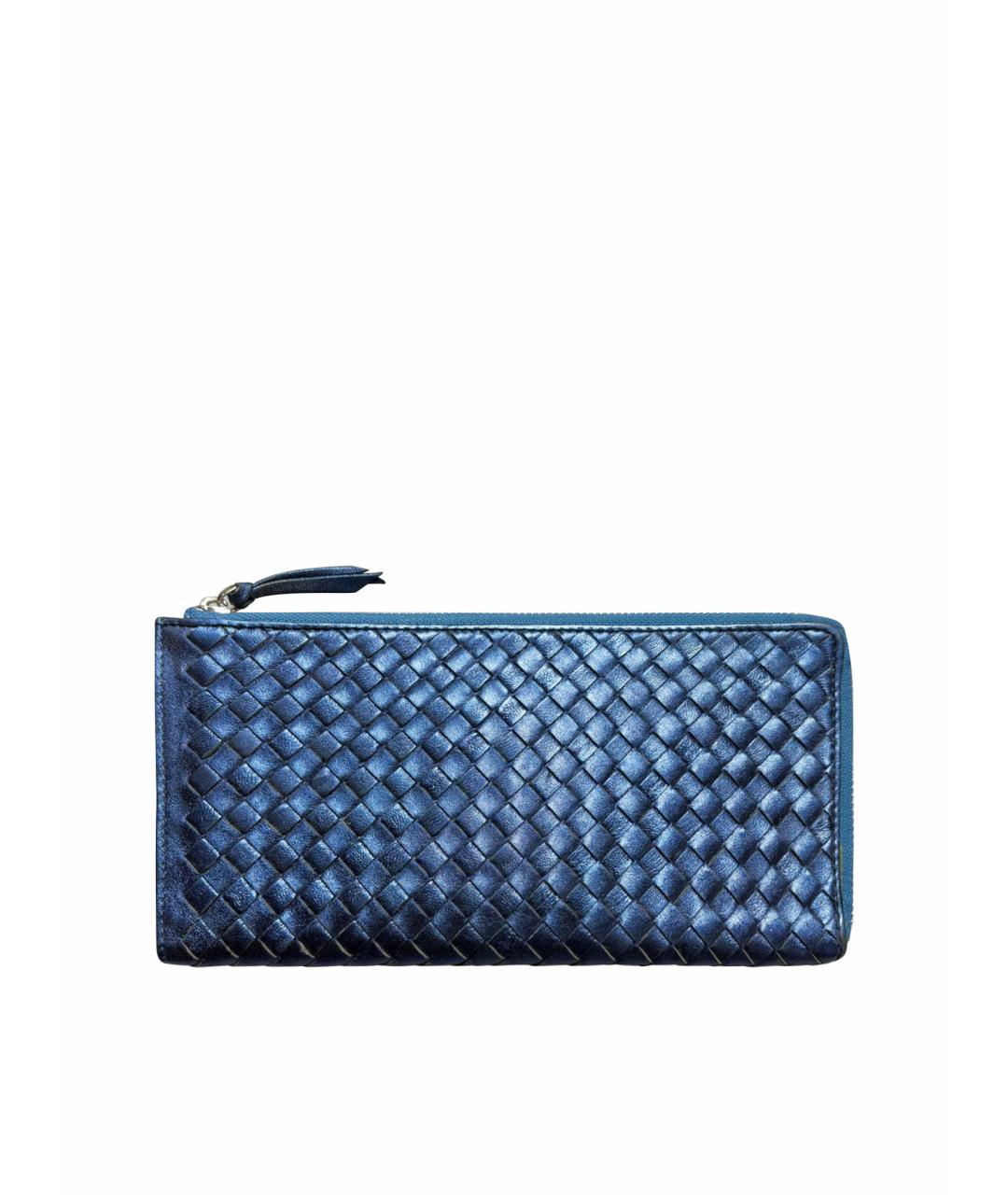 BOTTEGA VENETA Темно-синий кожаный кошелек, фото 1