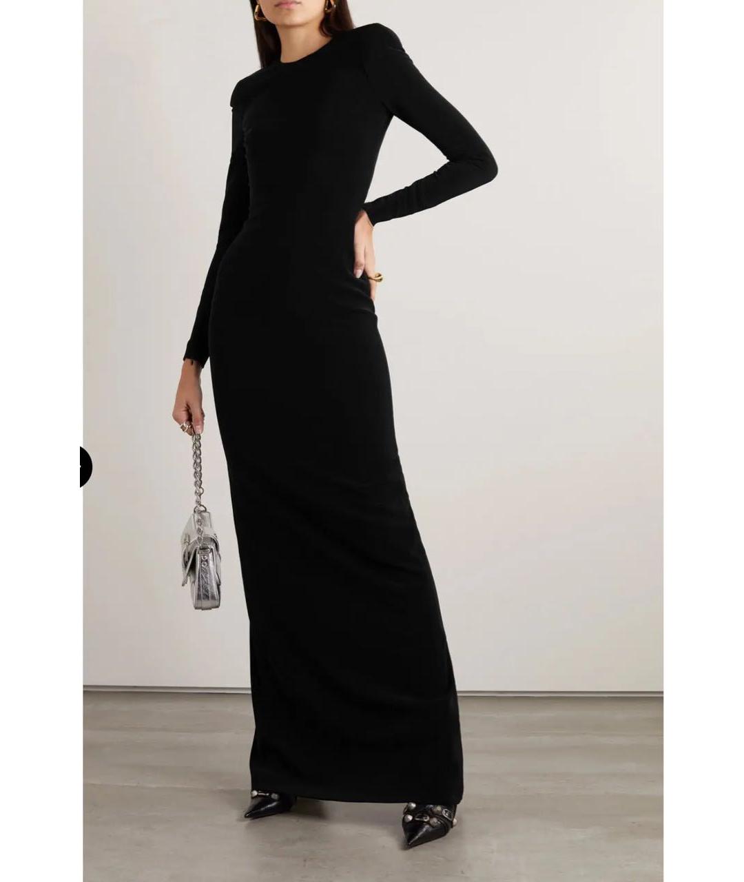 BALENCIAGA Черное хлопко-эластановое вечернее платье, фото 6