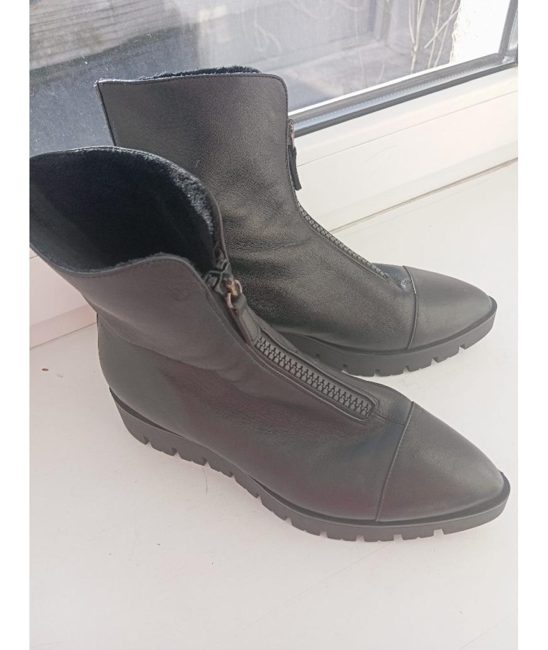 VICINI Черные кожаные ботильоны, фото 4