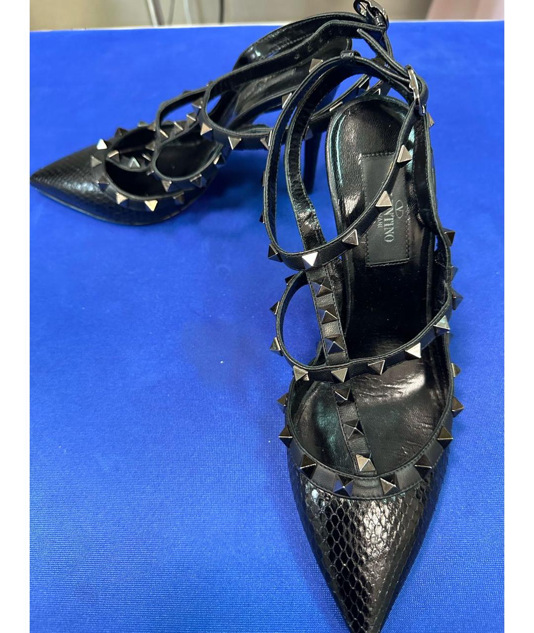 VALENTINO Черные кожаные босоножки, фото 3