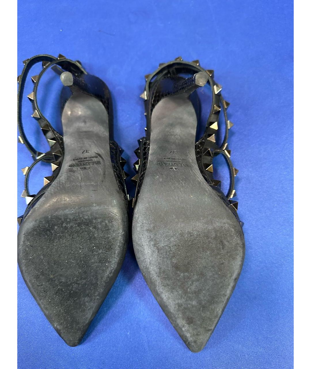 VALENTINO Черные кожаные босоножки, фото 4