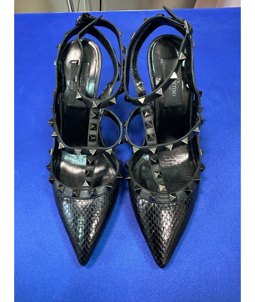 VALENTINO Черные кожаные босоножки, фото 2