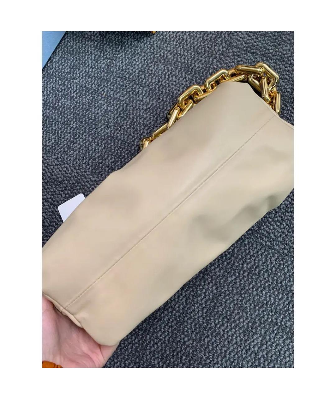 BOTTEGA VENETA Бежевая кожаная сумка через плечо, фото 3