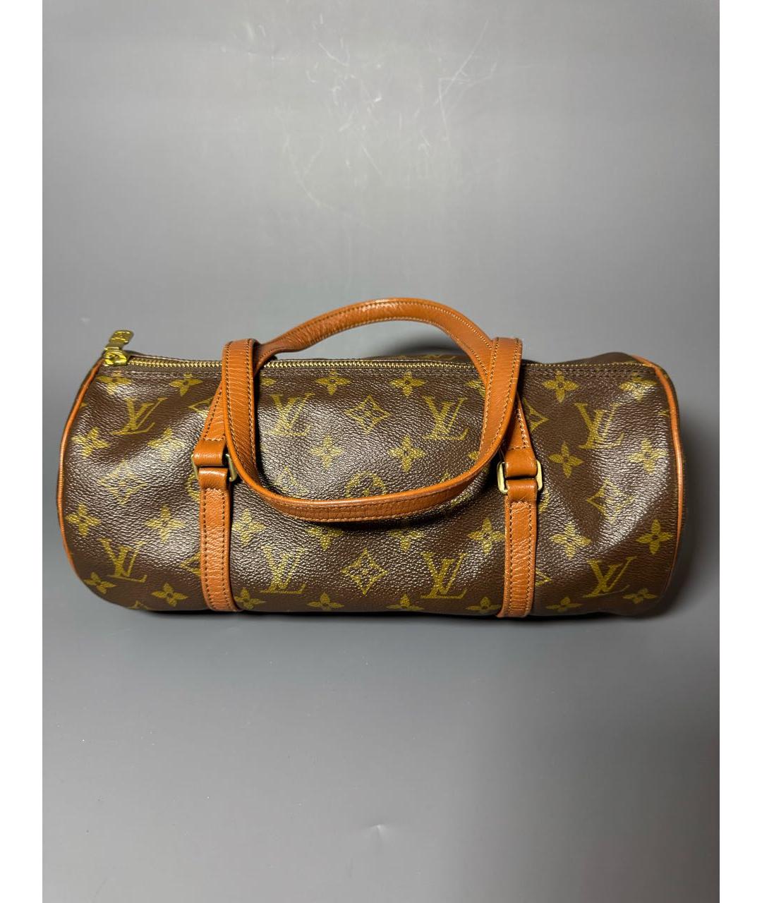 LOUIS VUITTON Коричневая кожаная сумка с короткими ручками, фото 7