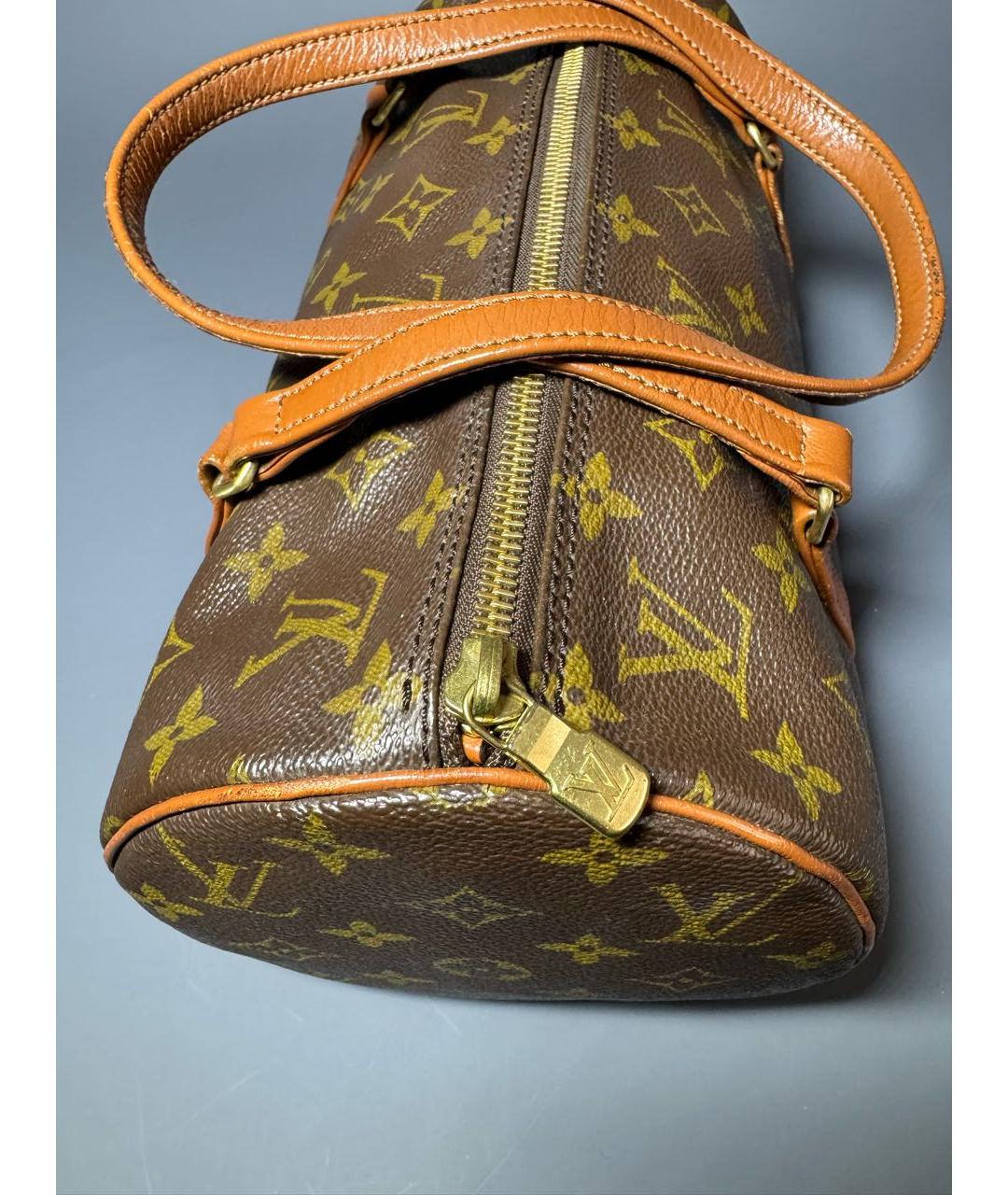 LOUIS VUITTON Коричневая кожаная сумка с короткими ручками, фото 5