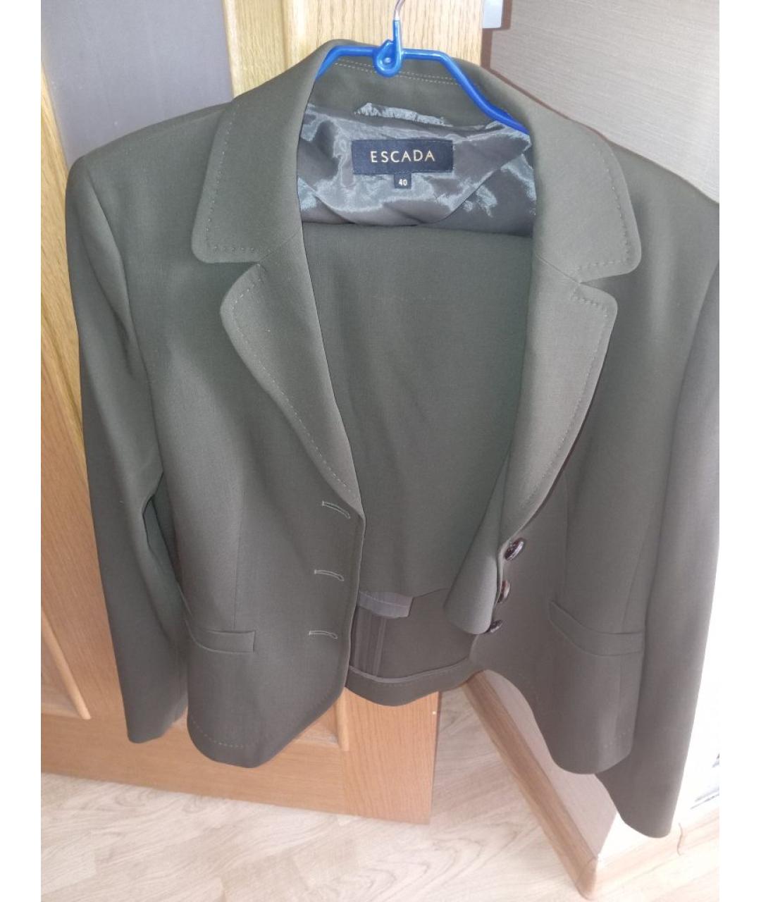 ESCADA Хаки шерстяной костюм с юбками, фото 5