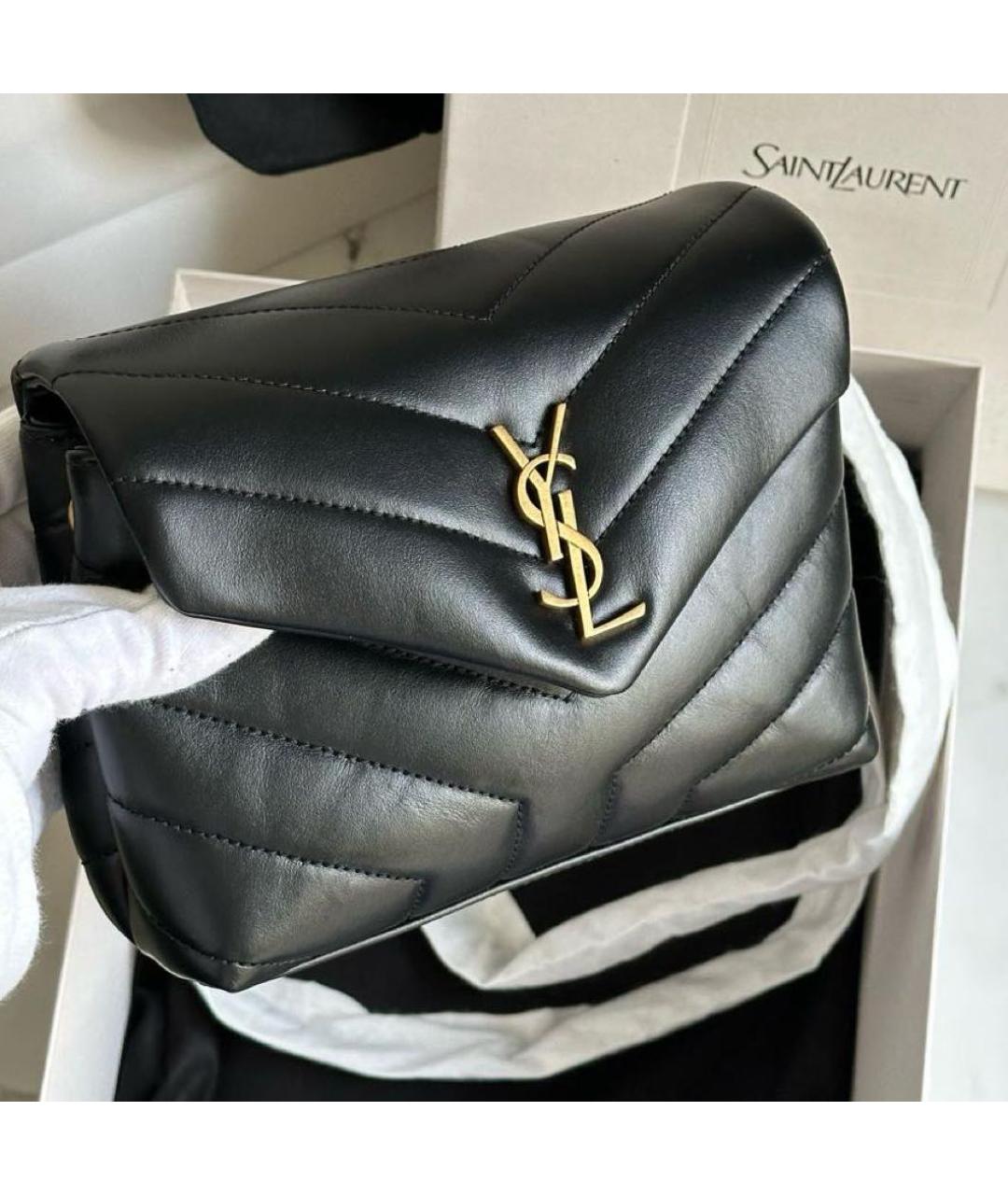 SAINT LAURENT Черная кожаная сумка через плечо, фото 5