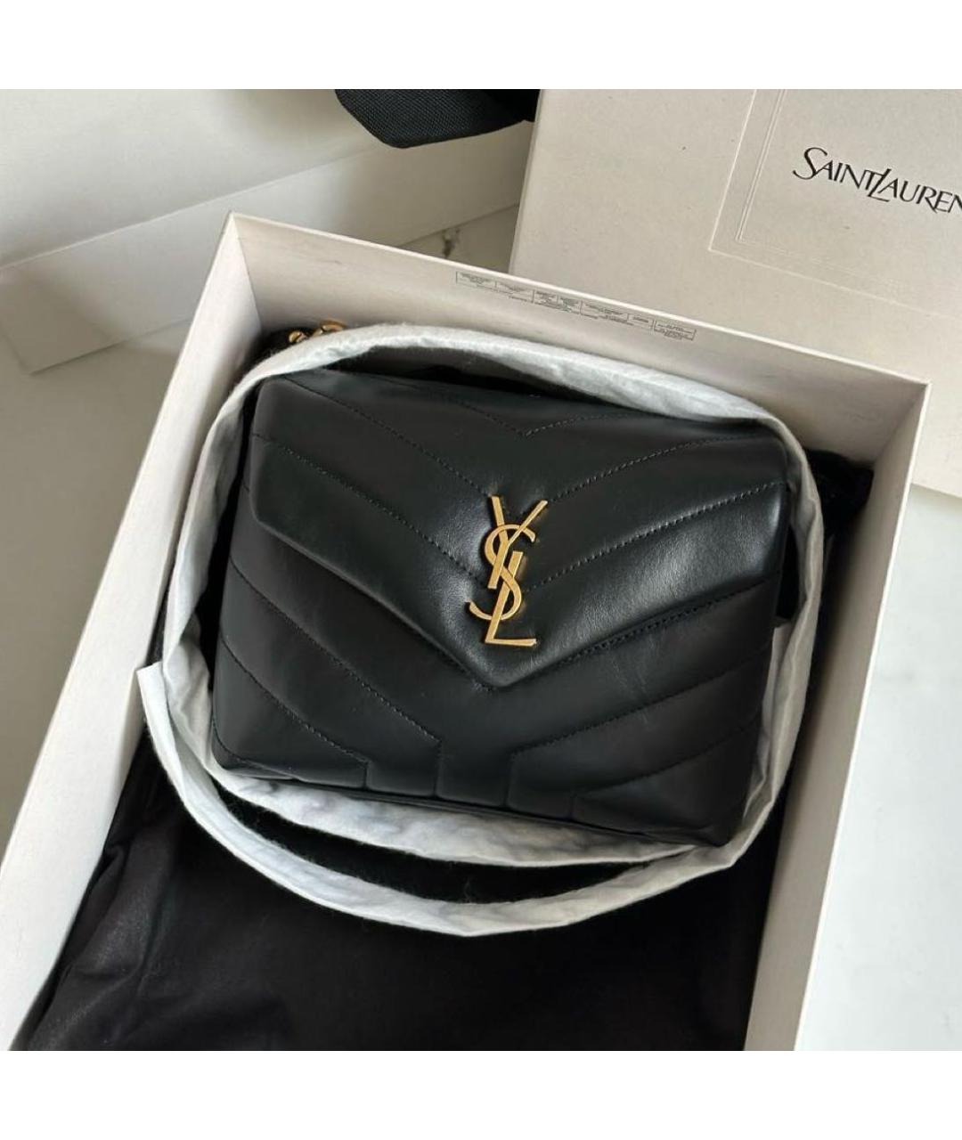 SAINT LAURENT Черная кожаная сумка через плечо, фото 2