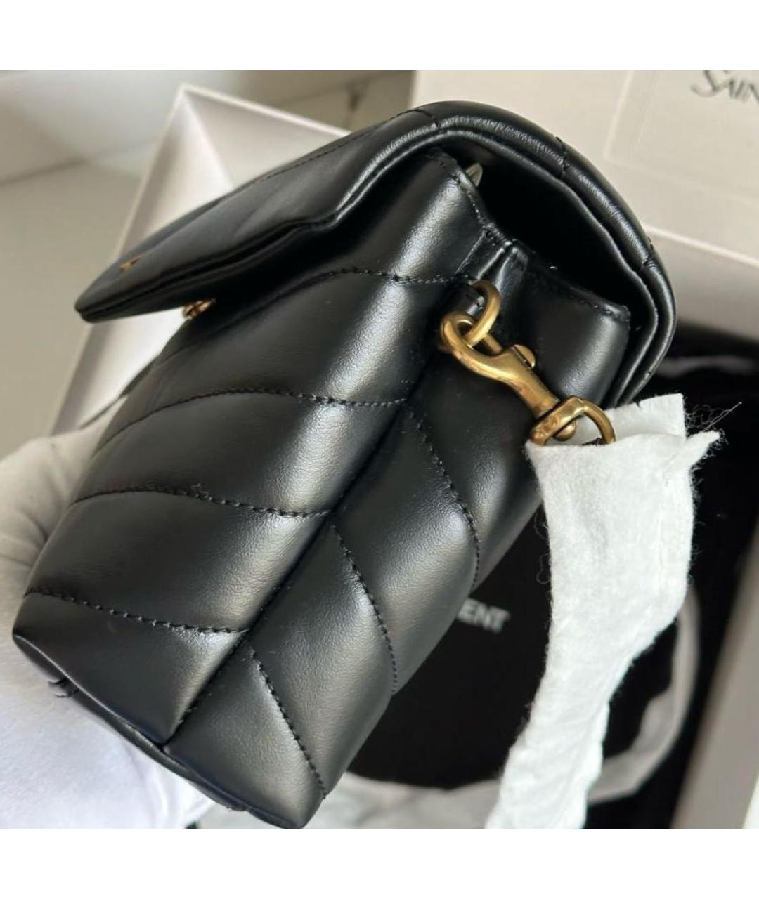 SAINT LAURENT Черная кожаная сумка через плечо, фото 3