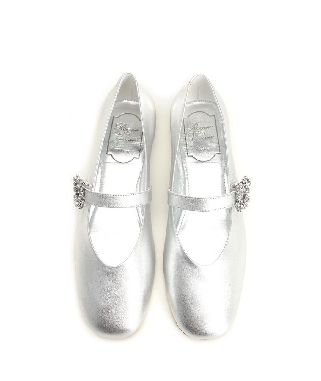 ROGER VIVIER Серебряные кожаные балетки, фото 5