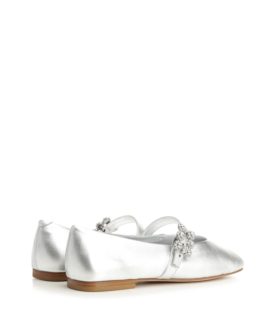 ROGER VIVIER Серебряные кожаные балетки, фото 3