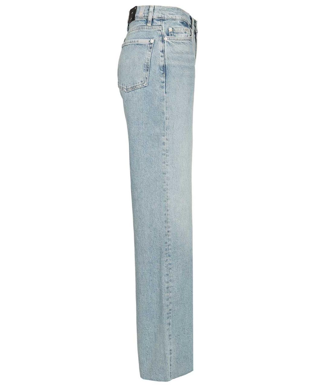 7 FOR ALL MANKIND Голубые хлопковые прямые джинсы, фото 3
