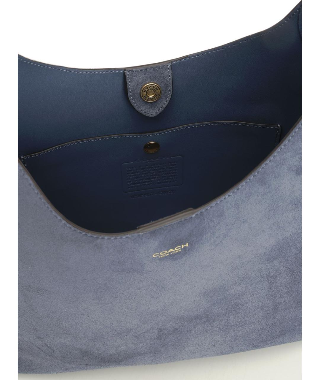COACH Голубая замшевая сумка через плечо, фото 4