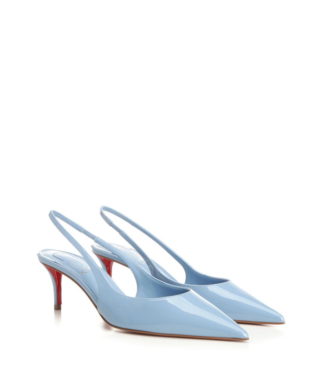 CHRISTIAN LOUBOUTIN Голубые кожаные туфли, фото 2