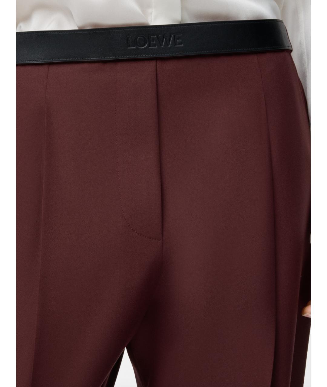 LOEWE Бордовые шерстяные брюки широкие, фото 5